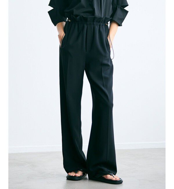 BEIGE,「【洗える】FLEUR / ウエストゴムワイドストレートパンツ」|その他|Black