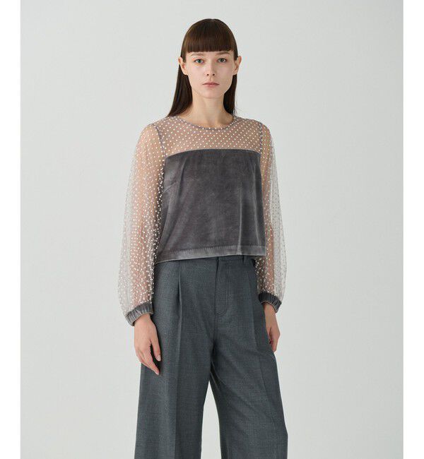 Grace Class「フロッキーチュールコンビトップ」|Tシャツ・カットソー|