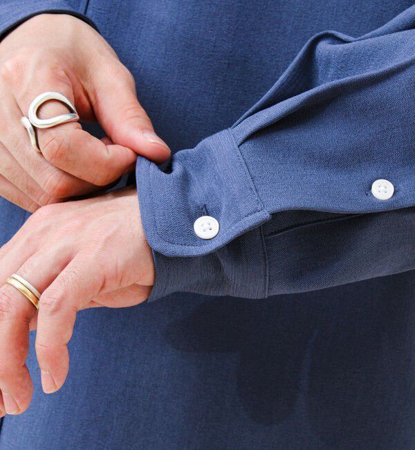 GLOSTER「【きれい見えラク素材】crunchyバンドカラーシャツ」|シャツ・ブラウス|