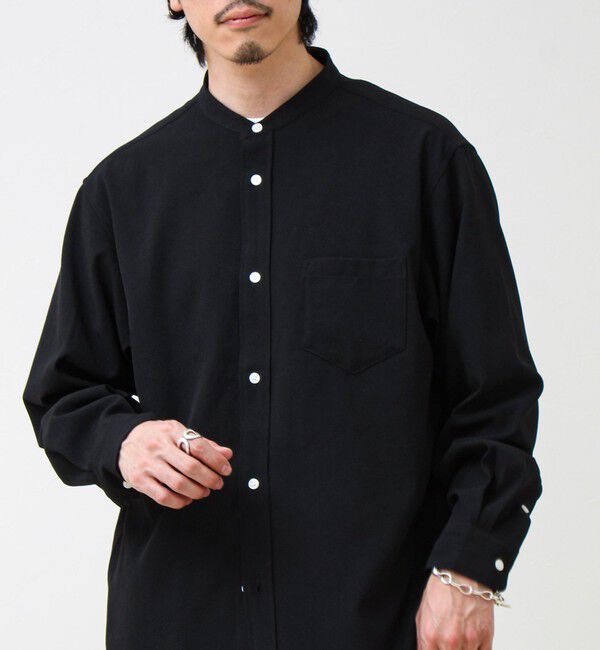 GLOSTER「【きれい見えラク素材】crunchyバンドカラーシャツ」|シャツ・ブラウス|