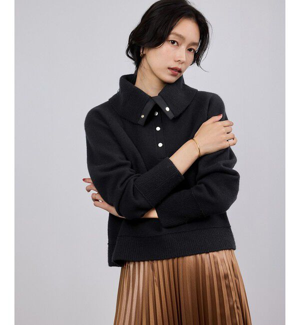 ROPE「接結ウールドットボタンハイネックニット/イージーケア」|ニット・セーター|