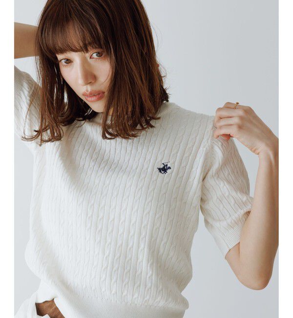 Rope&rsquo;Picnic「【BEVERLY HILLS POLO CLUB 一部別注】ケーブルニットプルオーバー/リンクコーデ」|ニット・セーター|オフホワイト(15)