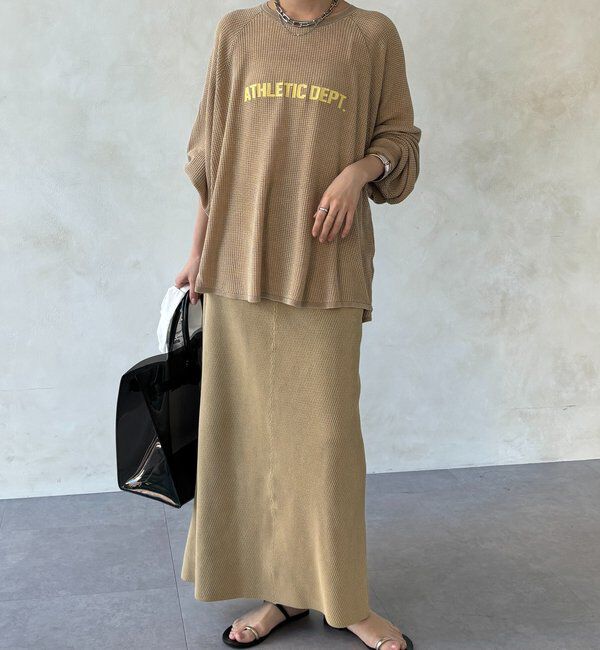  「【セットアップ可能】ワッフル編みロゴプリントニット」|ニット・セーター|