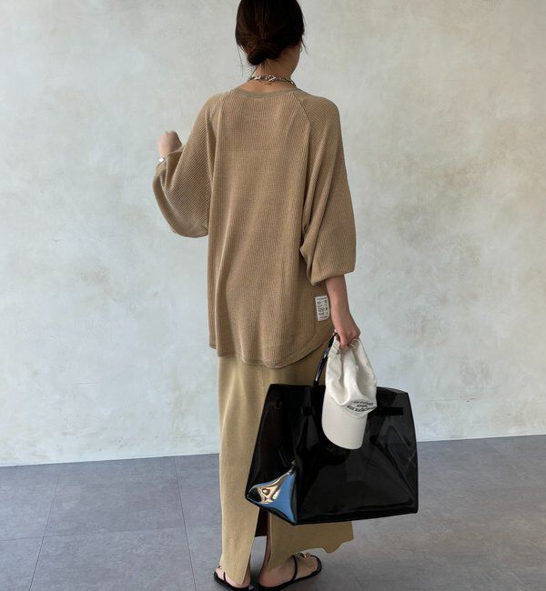  「【セットアップ可能】ワッフル編みロゴプリントニット」|ニット・セーター|