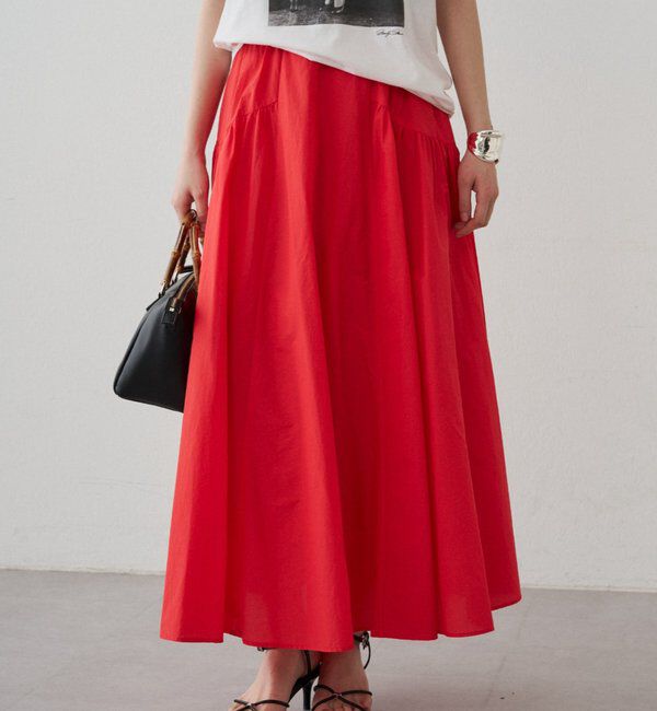  「パネルギャザースカート」|スカート|レッド