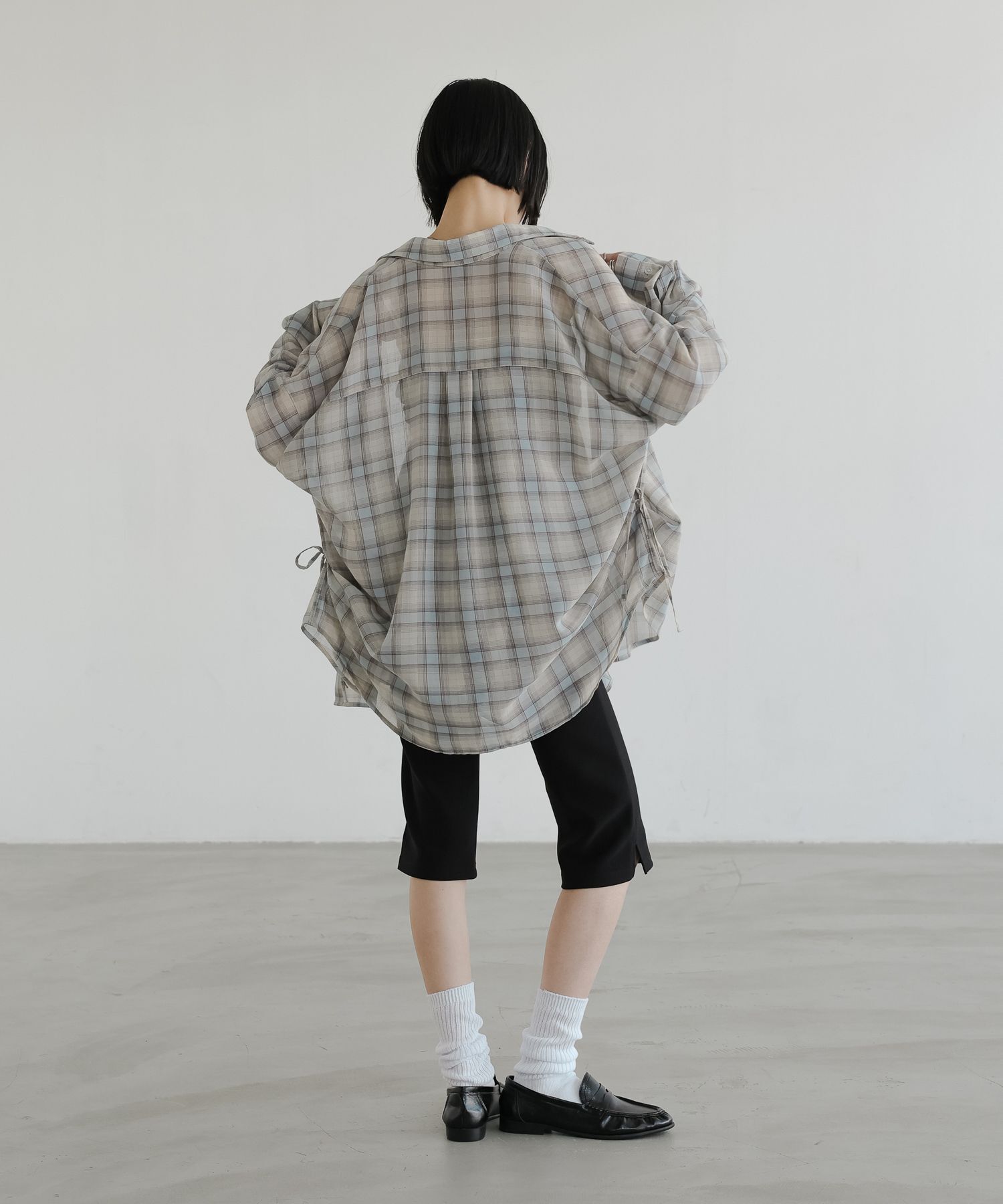 LOWRYS FARM「シアーチェックシャツロング」|シャツ・ブラウス|