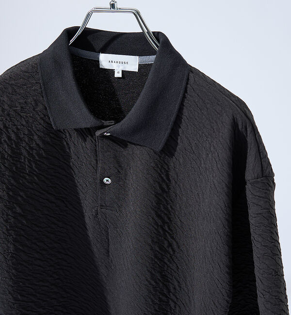 ABAHOUSE「ウェーブリンクル　フクレジャガード ポロシャツ/ オーバーサイズ/ ストレッチ」|ポロシャツ|