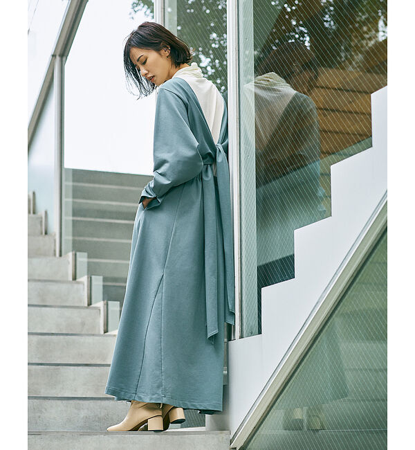 qualite「【鳳山えり&times;qualite】2WAYバックリボンワンピース」|ワンピース|カーキ