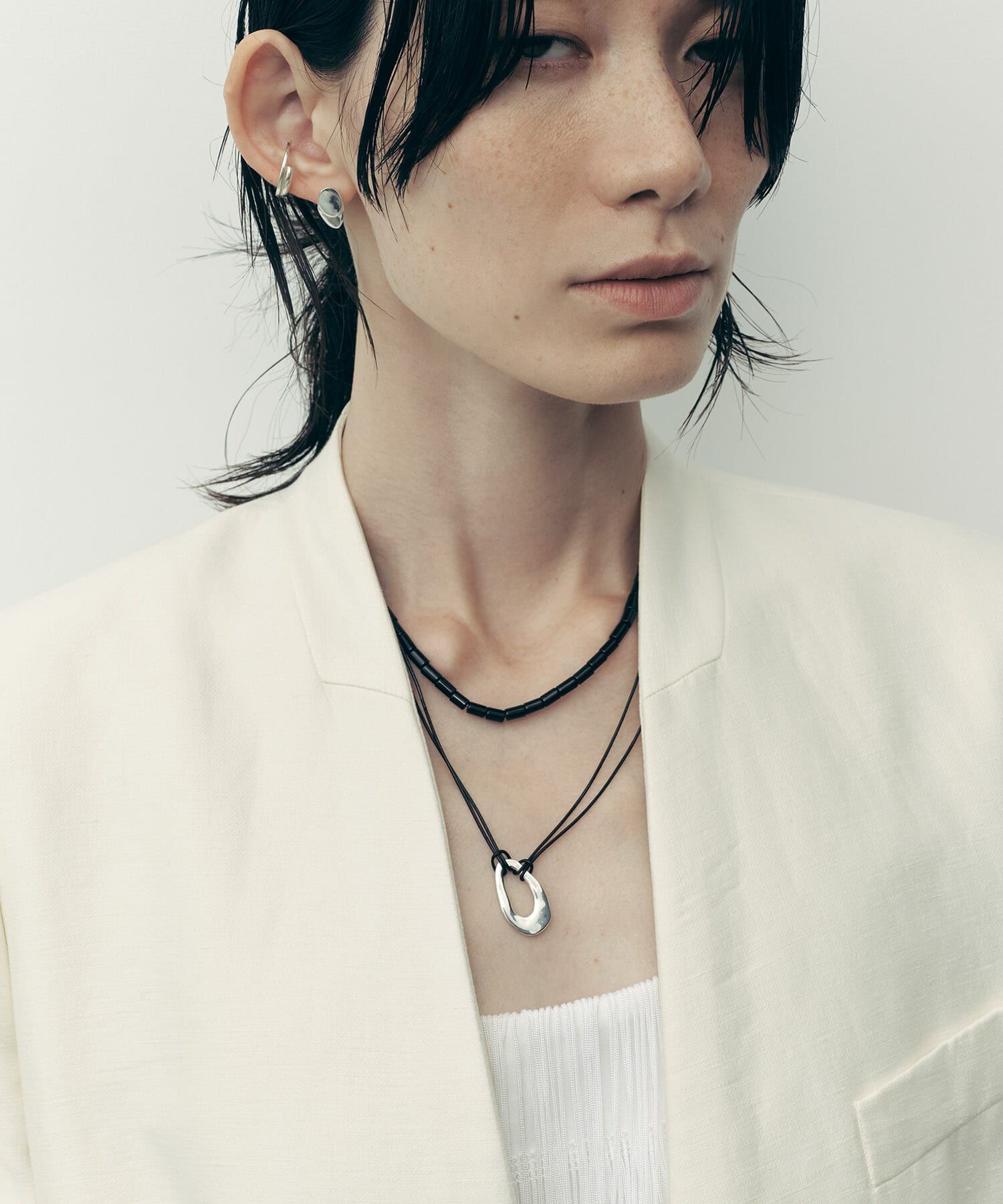 SMELLY「SMELLY so&rsquo;　oval plate cord necklace」|ネックレス|シルバー