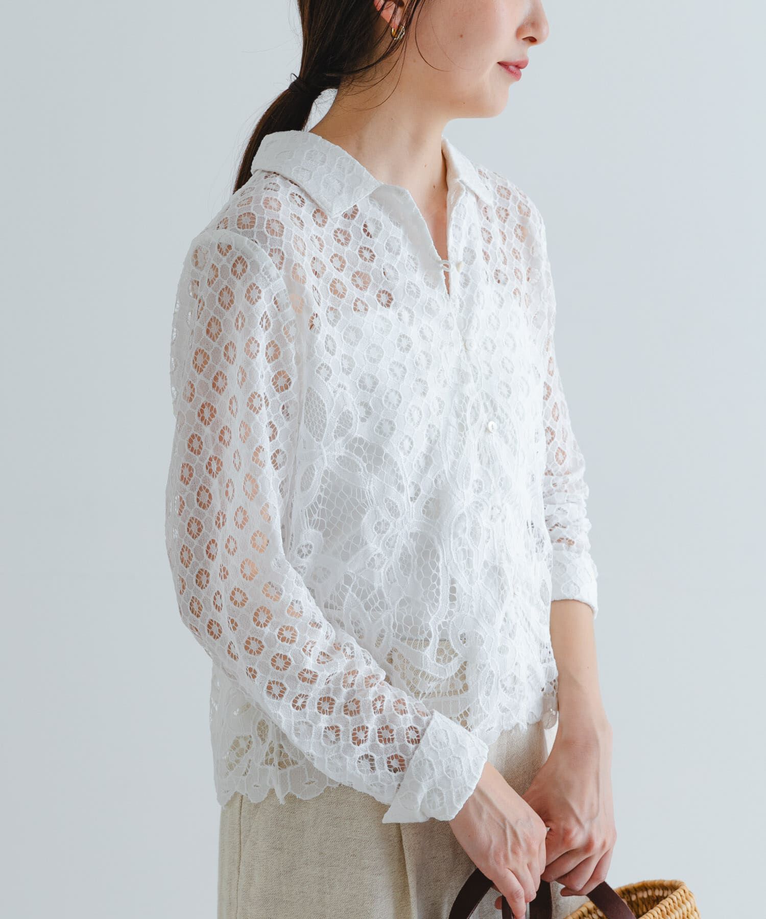 URBAN RESEARCH「インドレースオープンカラーシャツ」|シャツ・ブラウス|