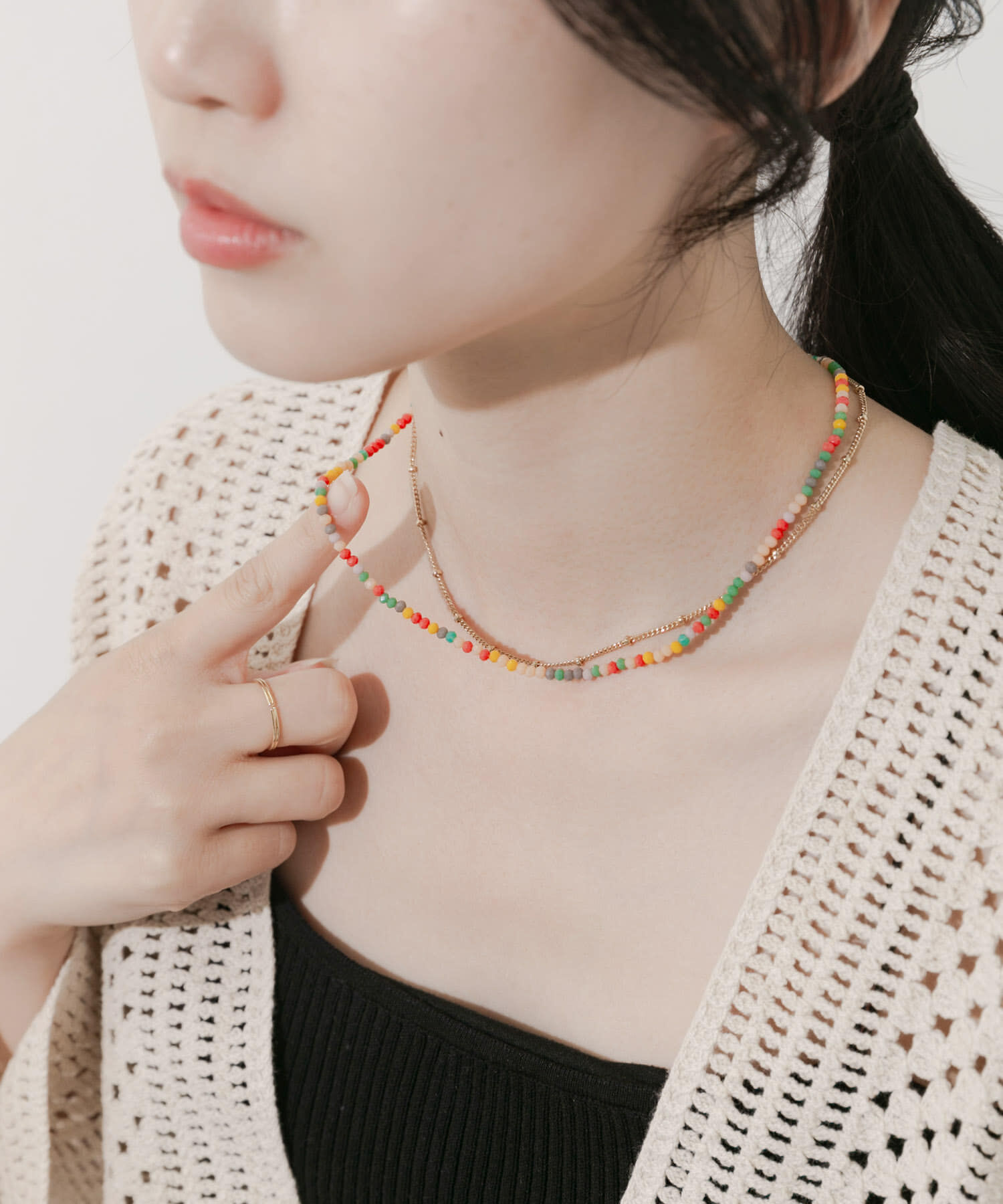 SMELLY「カラービーズ2セットネックレス」|ネックレス|