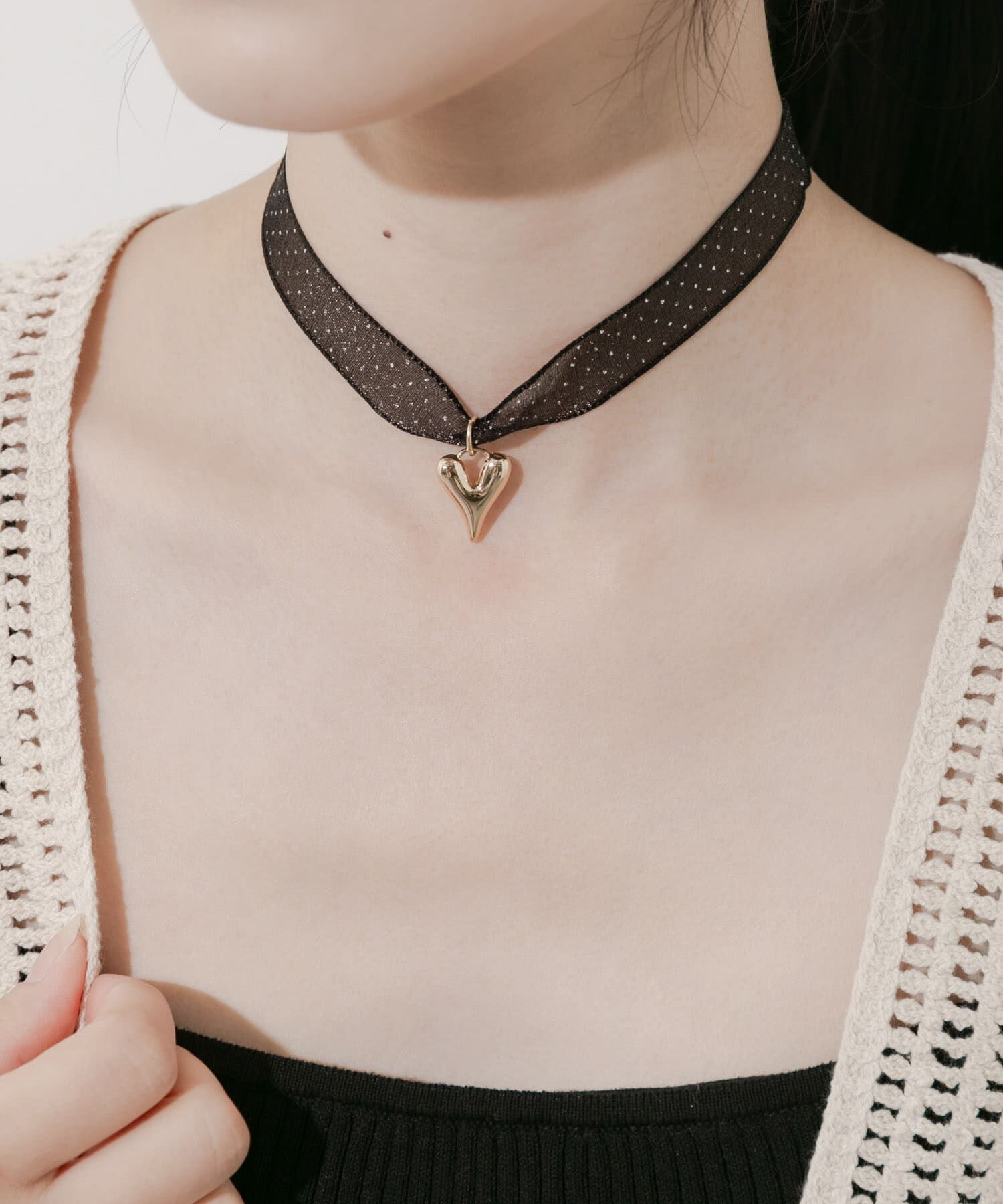 SMELLY「ハートトップドットシアーチョーカー」|ネックレス|
