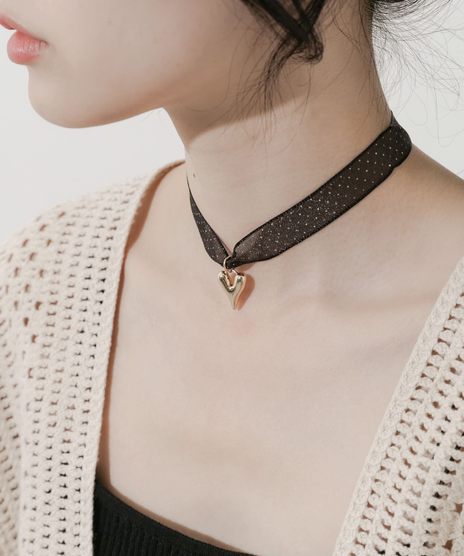 SMELLY「ハートトップドットシアーチョーカー」|ネックレス|