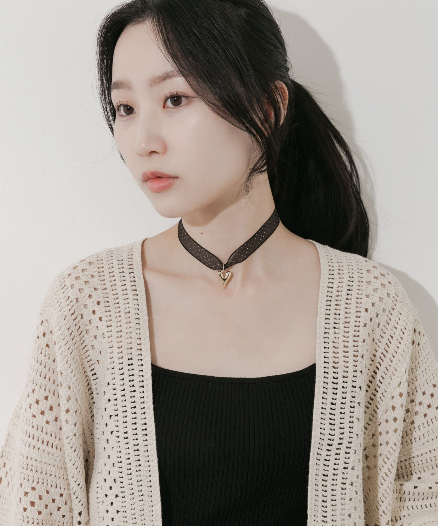 SMELLY「ハートトップドットシアーチョーカー」|ネックレス|