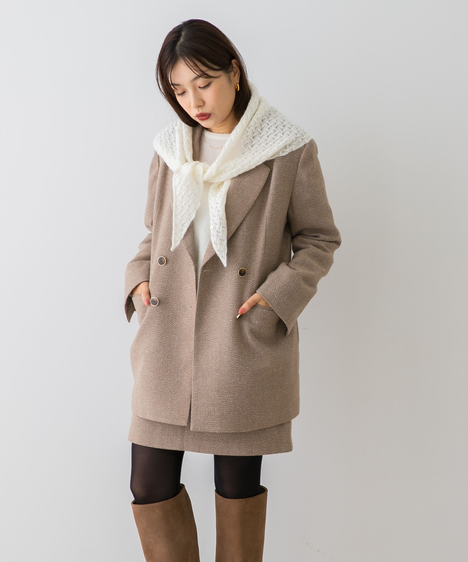 URBAN RESEARCH ROSSO「F by ROSSO　ヘリンボンネップツイードジャケット」|その他|ベージュ