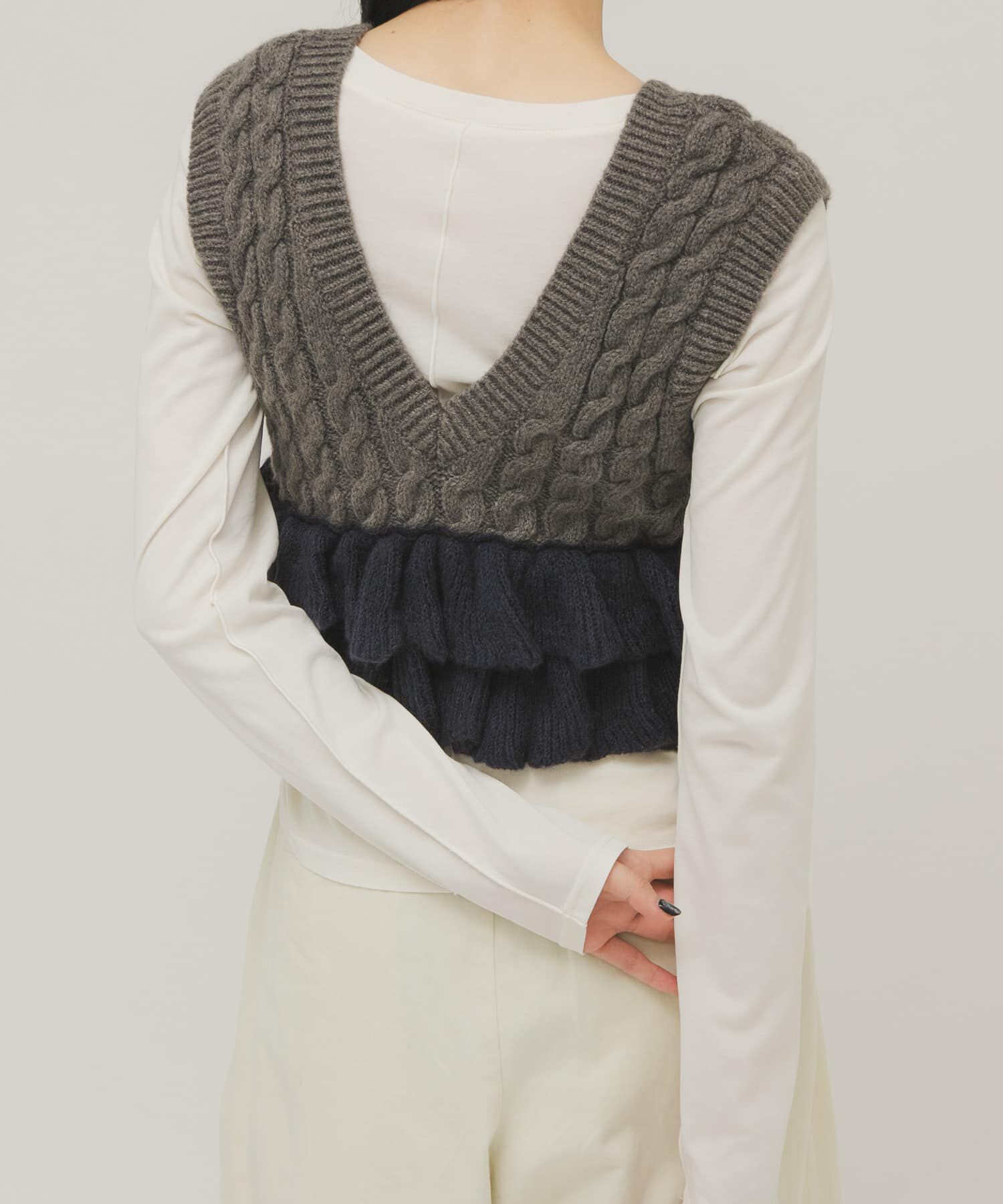  「2WAYフリルニットベスト」|ニット・セーター|