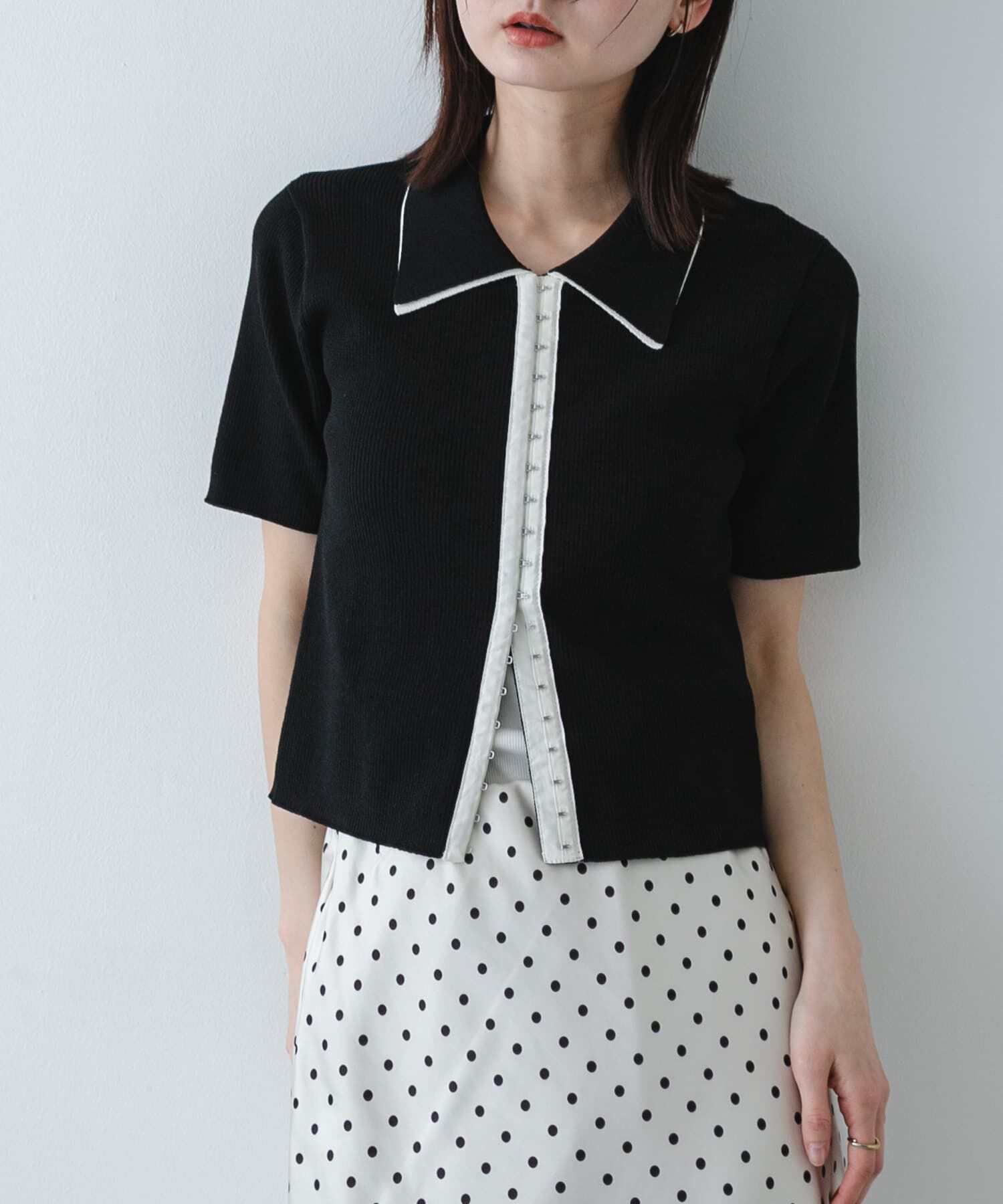 SENSE OF PLACE by URBAN RESEARCH「バイカラーエリツキホックニット」|ニット・セーター|ブラック