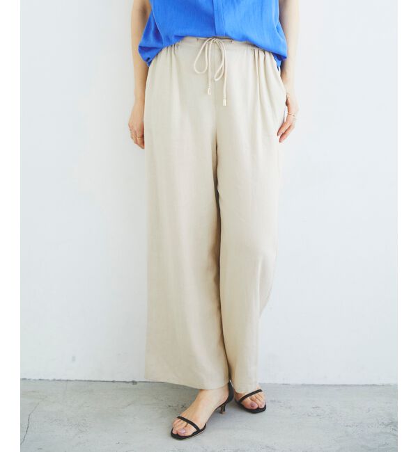 le.coeur blanc「《手洗い可能》レーヨン麻イージーパンツ」|その他|ベージュ