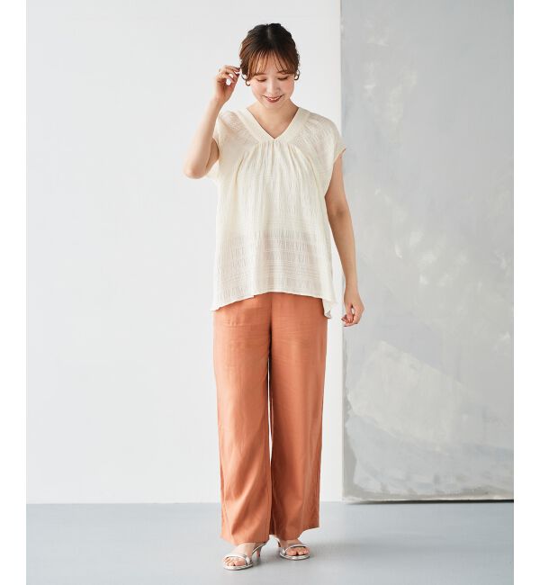 le.coeur blanc「《手洗い可能》レーヨン麻イージーパンツ」|その他|
