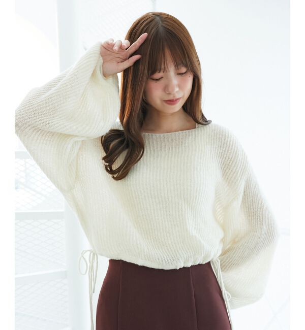  「キラキラドロストメッシュニット」|ニット・セーター|アイボリー
