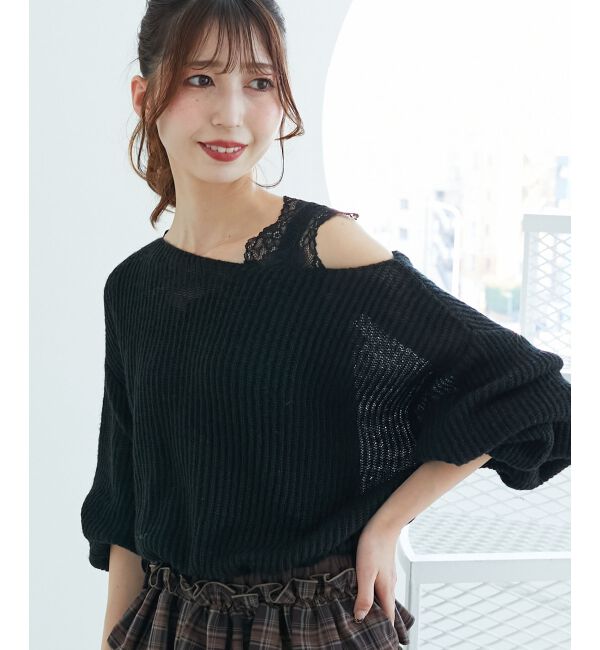  「キラキラドロストメッシュニット」|ニット・セーター|