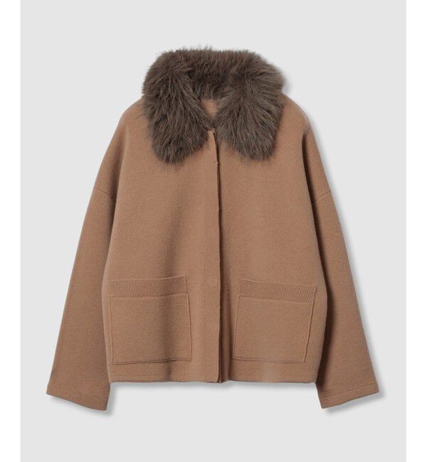 LOULOU WILLOUGHBY「【LOULOU WILLOUGHBY】ファー衿ニットショートコート」|ダッフルコート|