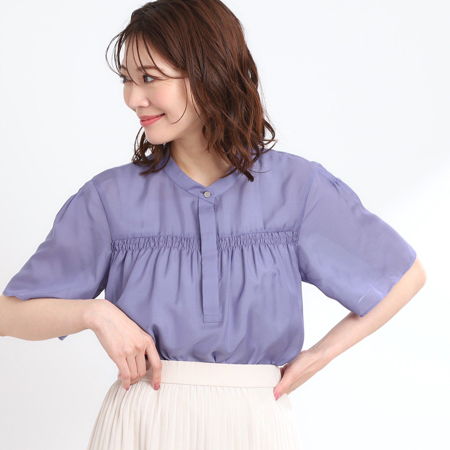 Reflect「【選べる5色◎／マシンウォッシュ可】シャーリングデザインブラウス」|シャツ・ブラウス|