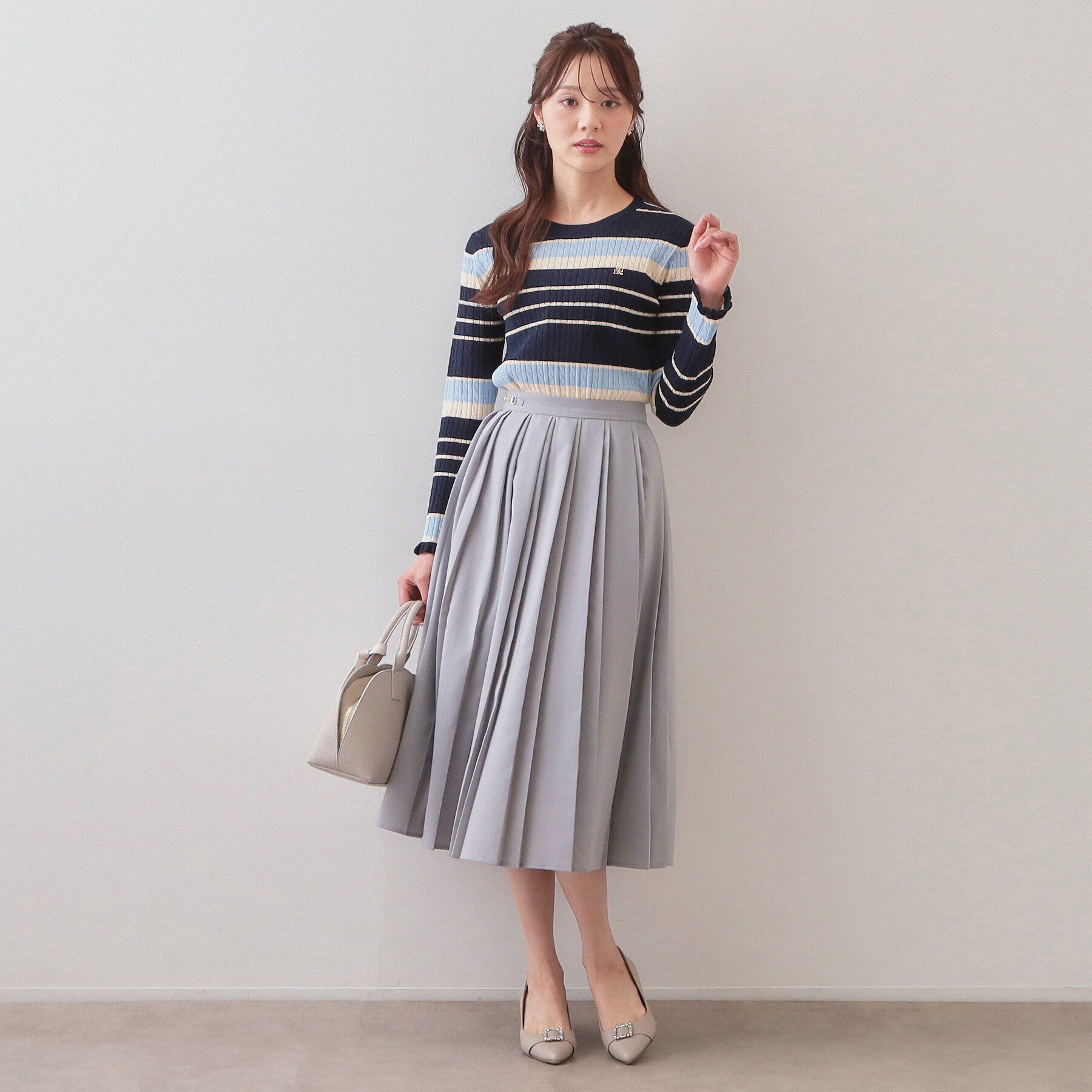index「ビット付きダブルプリーツスカート【洗濯機OK/イージーアイロン】」|スカート|