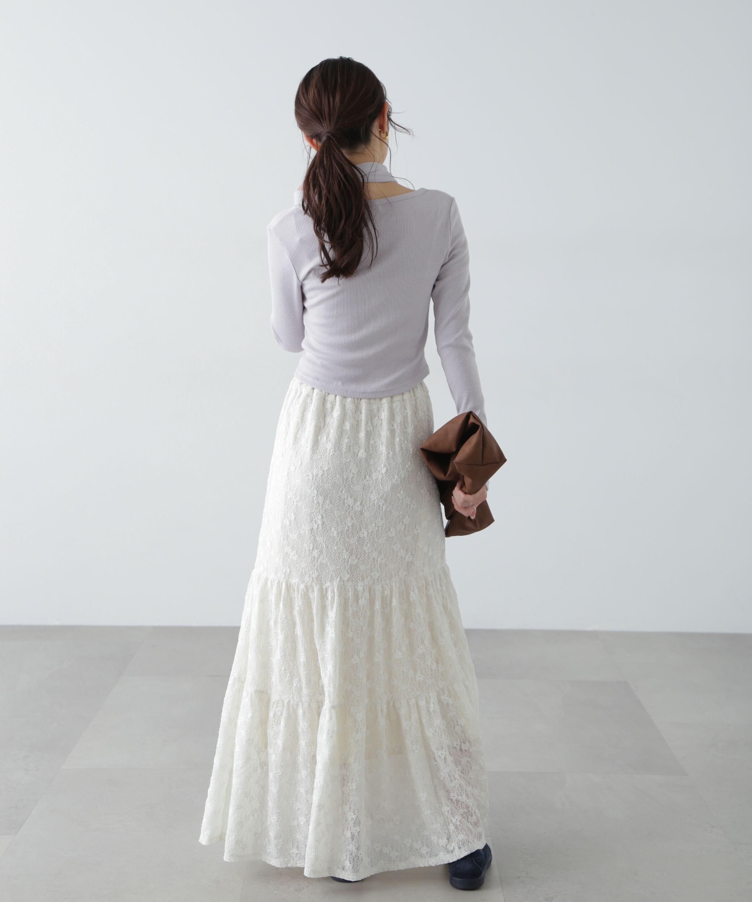  「チョーカー付リブVネックカットソー」|Tシャツ・カットソー|