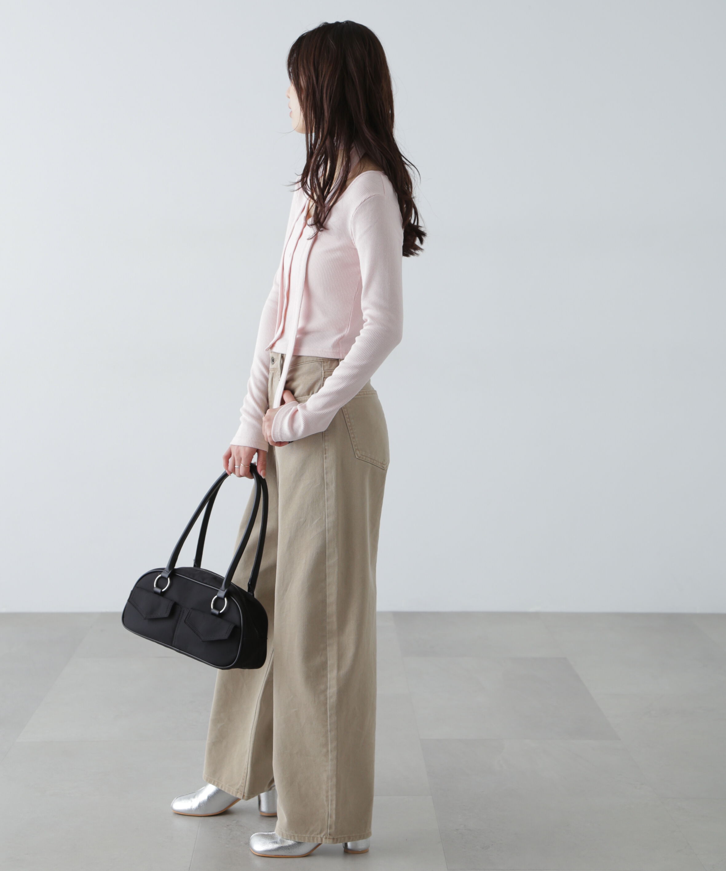  「チョーカー付リブVネックカットソー」|Tシャツ・カットソー|