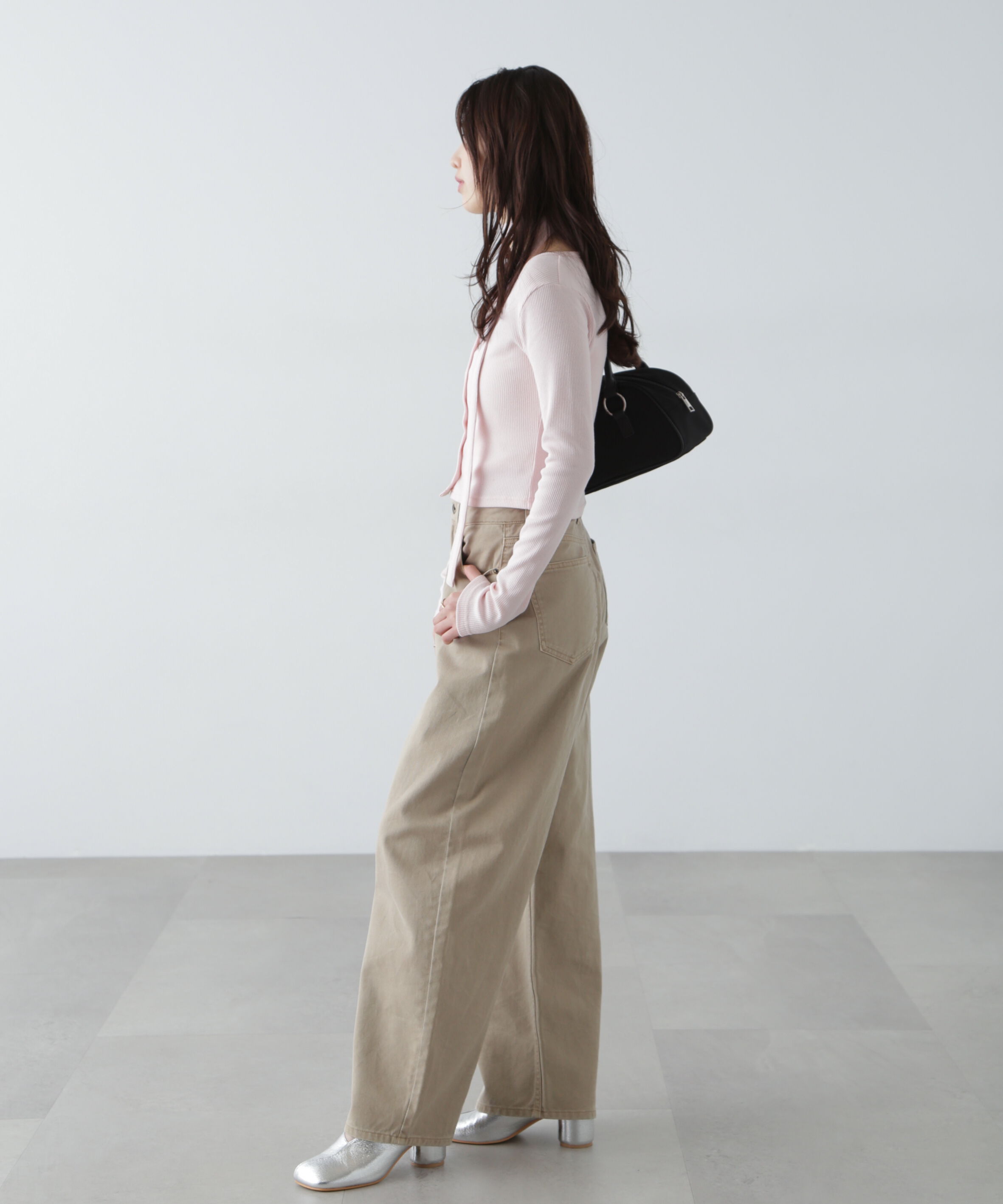  「チョーカー付リブVネックカットソー」|Tシャツ・カットソー|