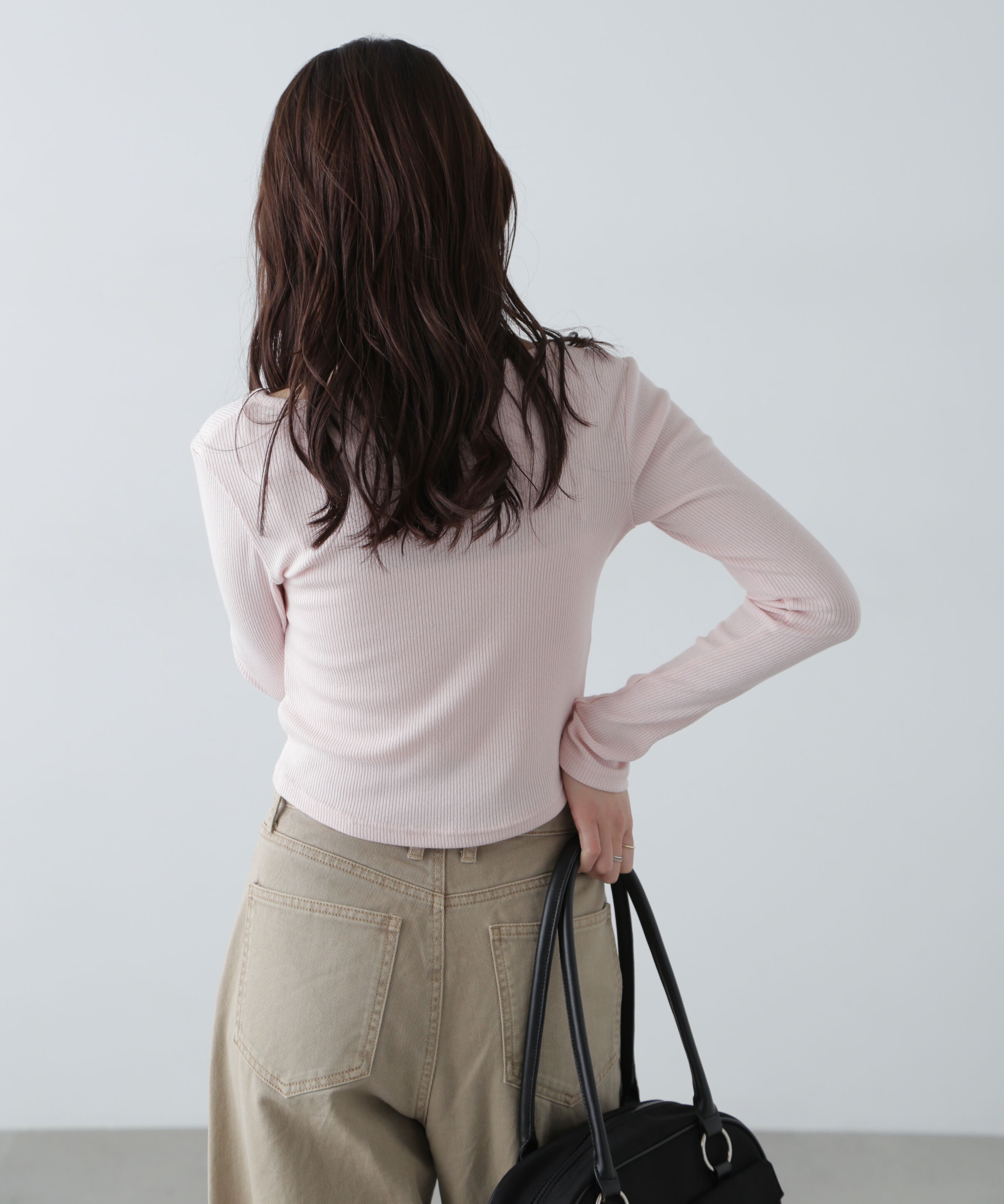  「チョーカー付リブVネックカットソー」|Tシャツ・カットソー|