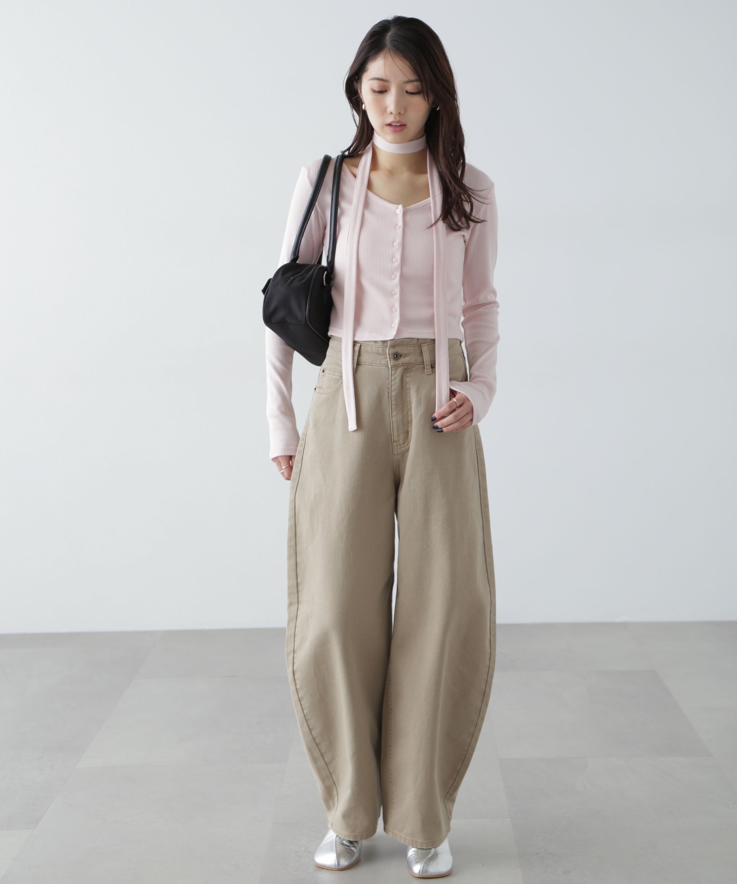  「チョーカー付リブVネックカットソー」|Tシャツ・カットソー|