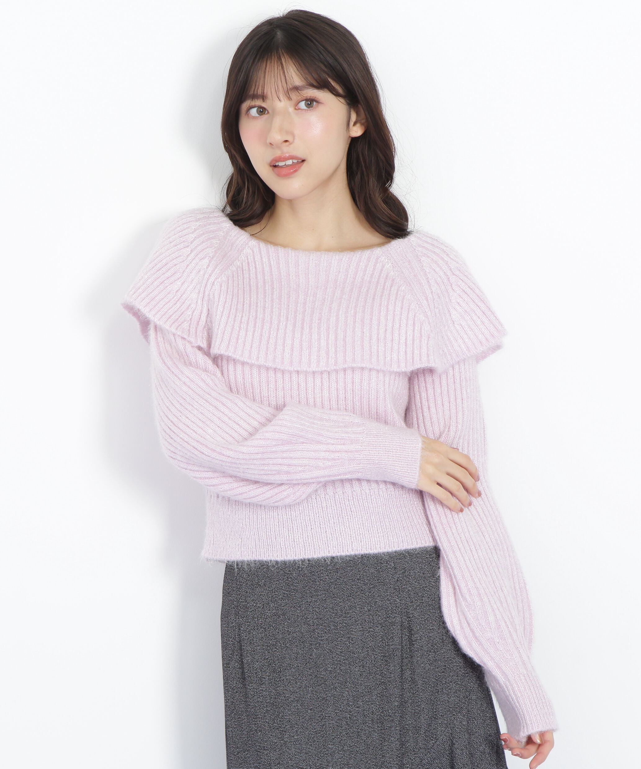  「ふわふわケープニット」|ニット・セーター|ピンク