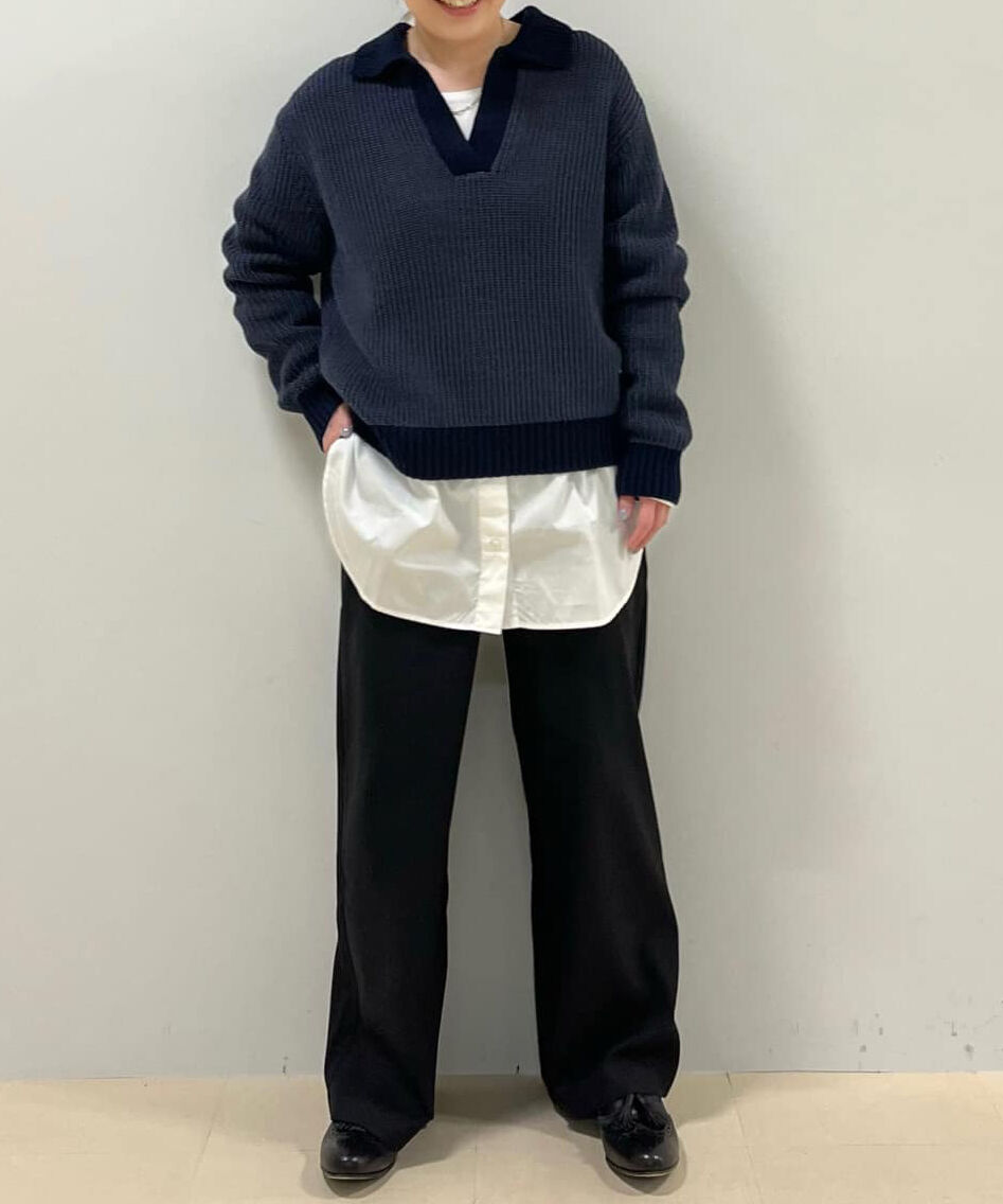  「◆バイカラー衿付きニット」|ニット・セーター|