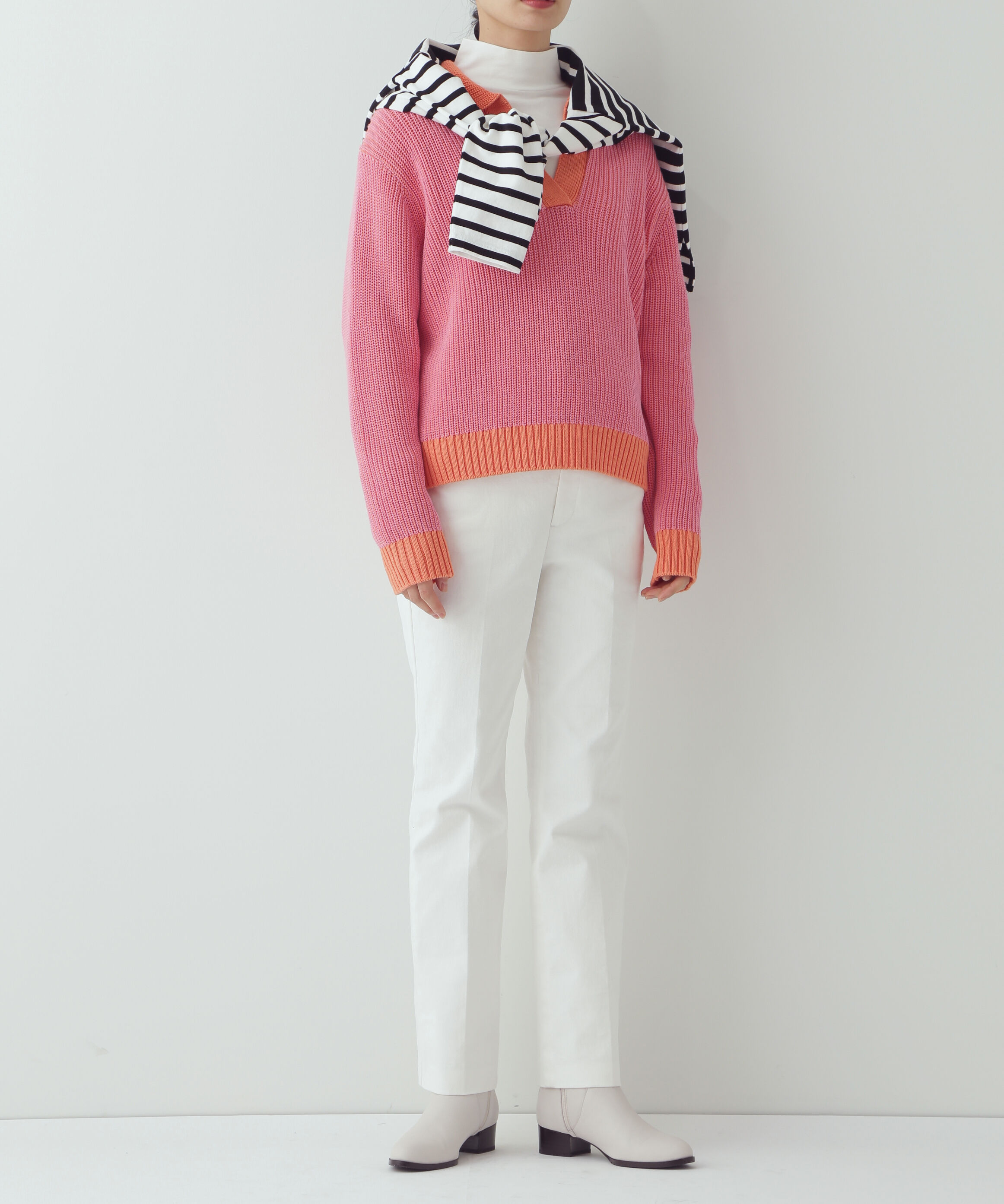  「◆バイカラー衿付きニット」|ニット・セーター|