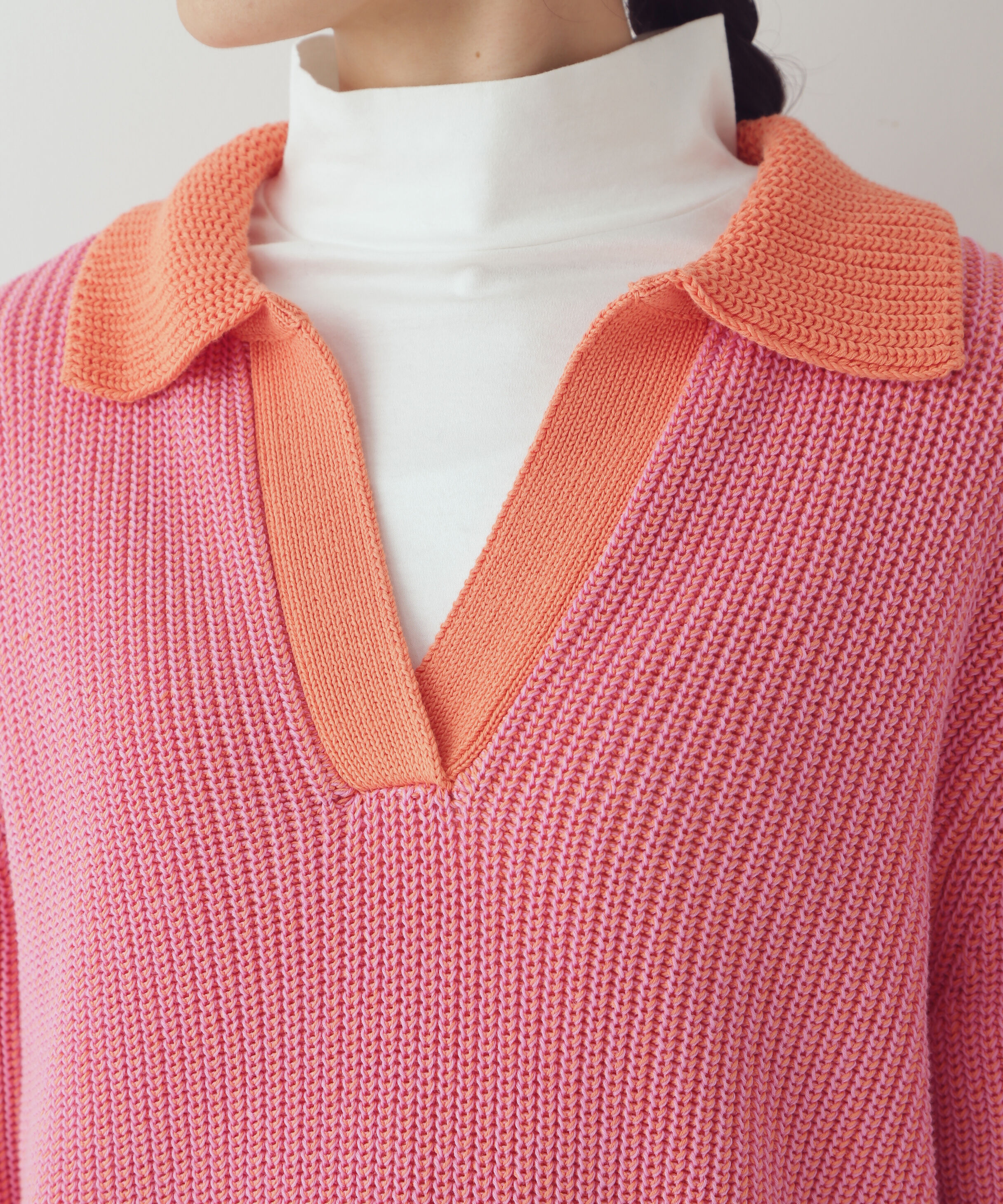  「◆バイカラー衿付きニット」|ニット・セーター|