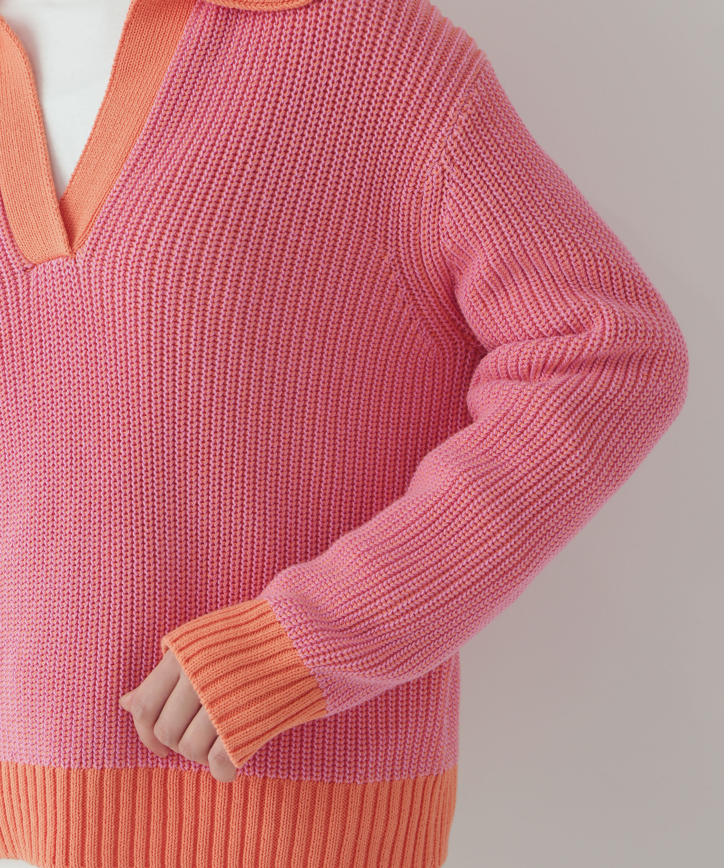  「◆バイカラー衿付きニット」|ニット・セーター|