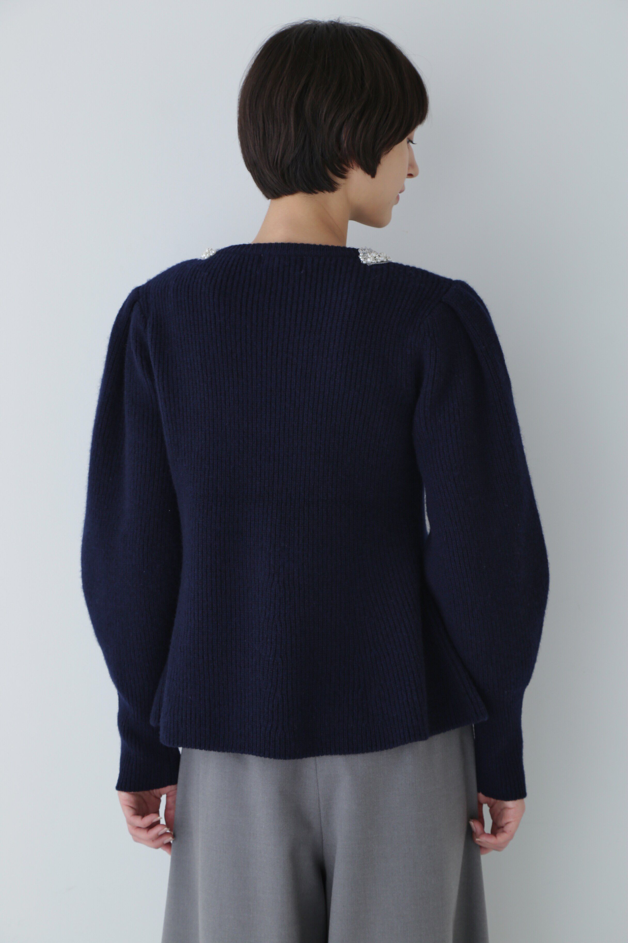  「◆ビジュー付きペプラムニット」|ニット・セーター|