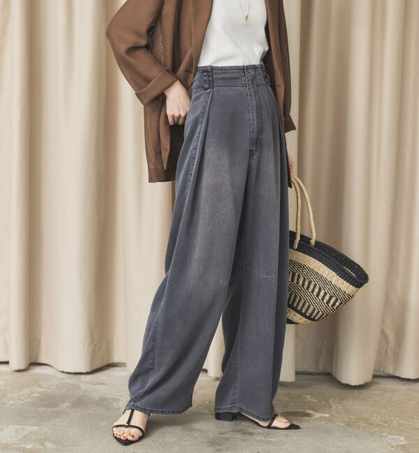 Doux archives「&rsquo;ソフトデニムワイドタックパンツ&rsquo;／」|チノ|