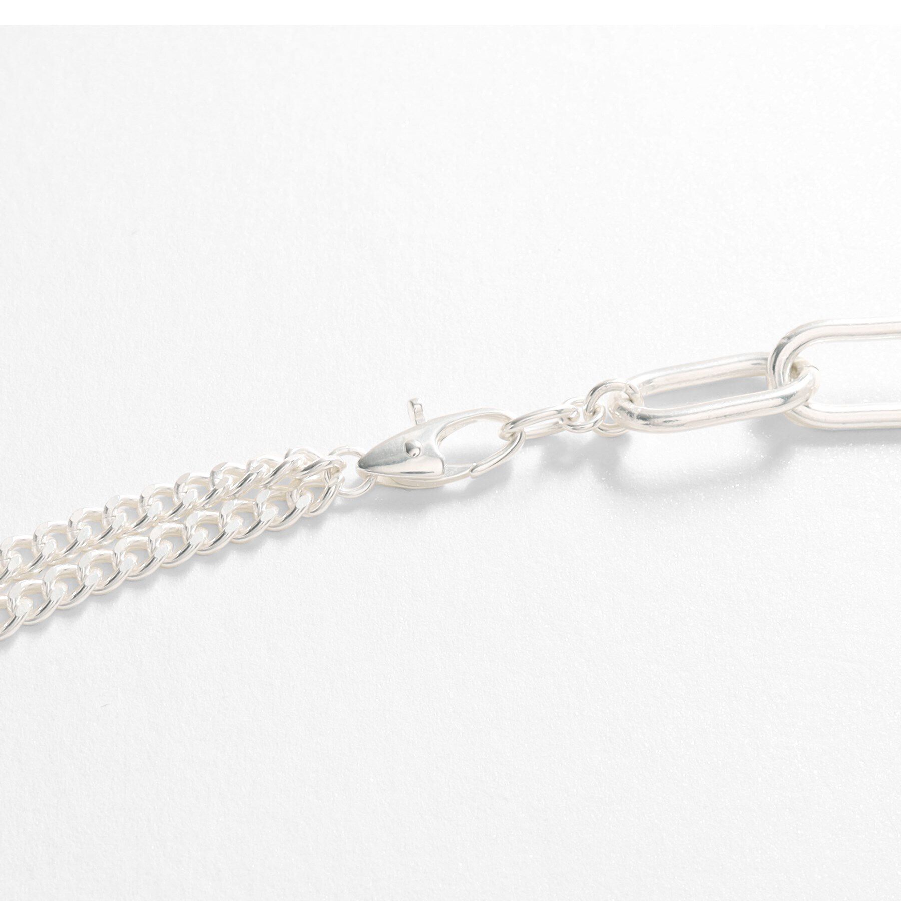 COCOSHNIK ONKITSCH「シルバー ミックスチェーン ケーブルカーブ ドレープ ネックレス」|ネックレス|