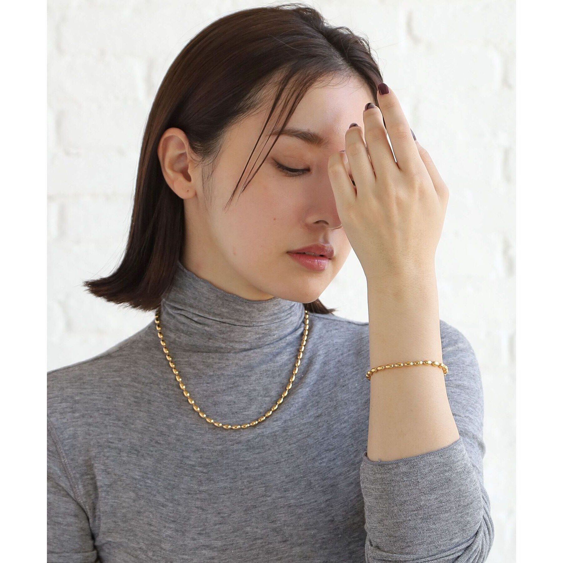 COCOSHNIK ONKITSCH「シルバー デザインチェーン オーバルボールL ネックレス GP」|ネックレス|