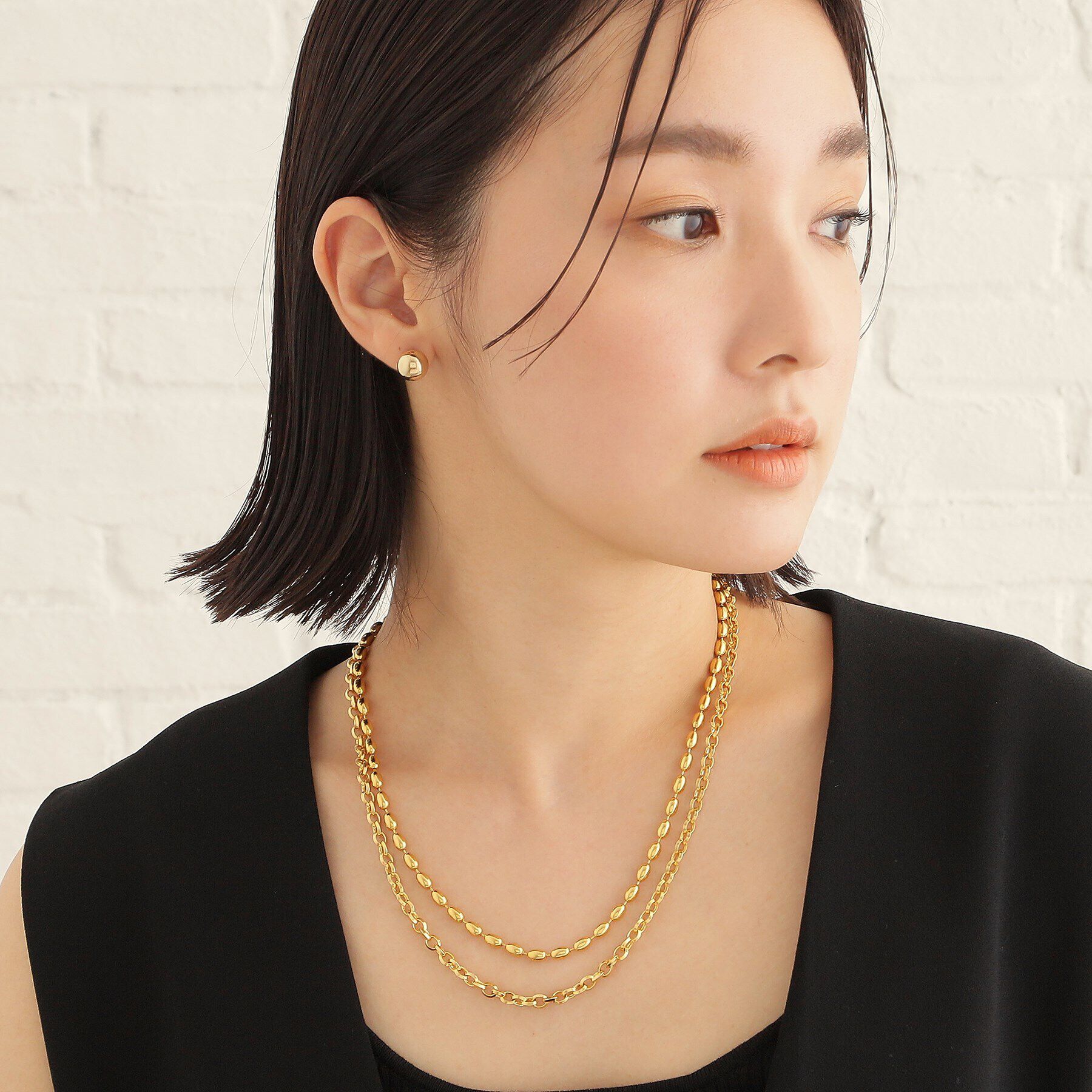 COCOSHNIK ONKITSCH「シルバー デザインチェーン オーバルボールL ネックレス GP」|ネックレス|