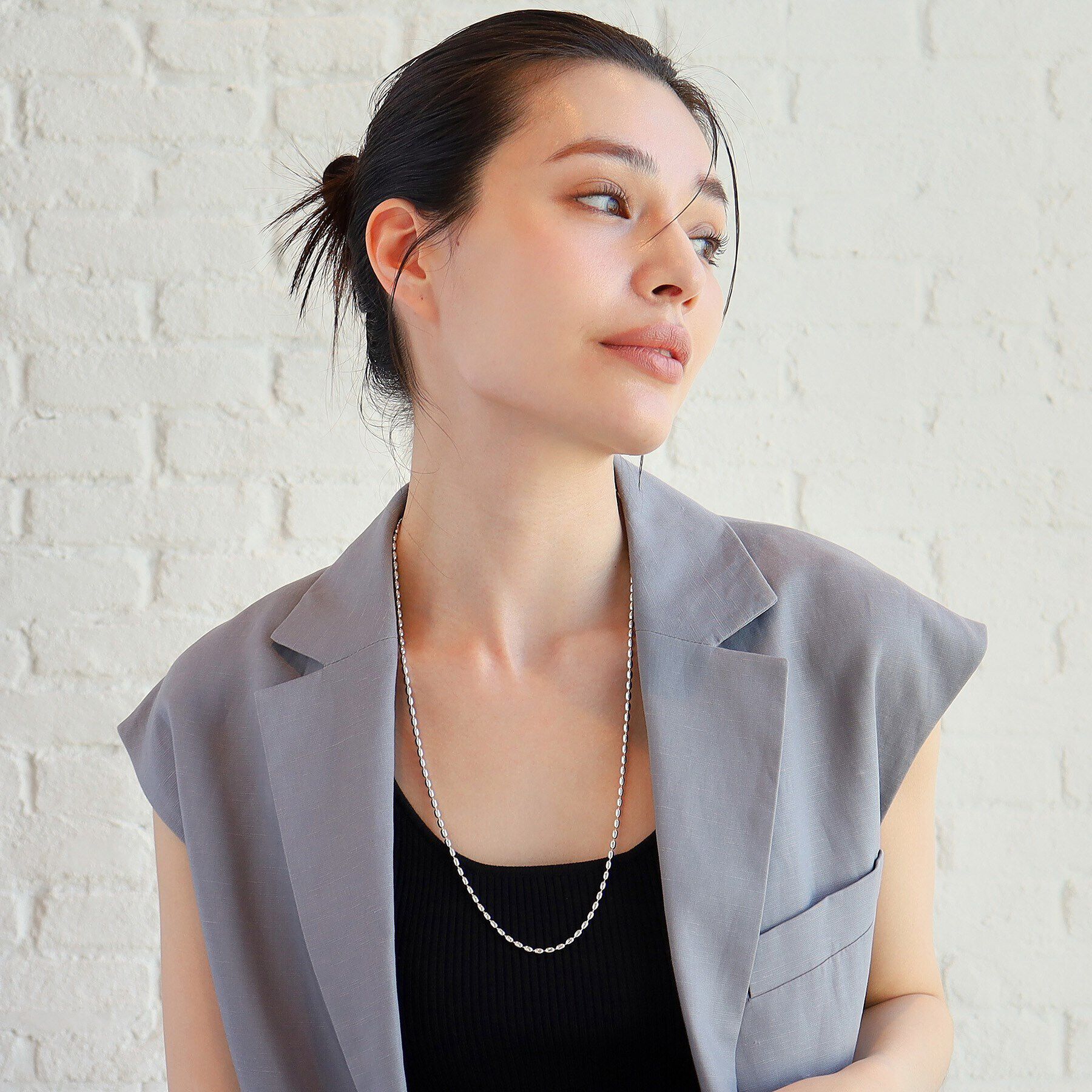 COCOSHNIK ONKITSCH「シルバー デザインチェーン オーバルボールM ネックレス」|ネックレス|