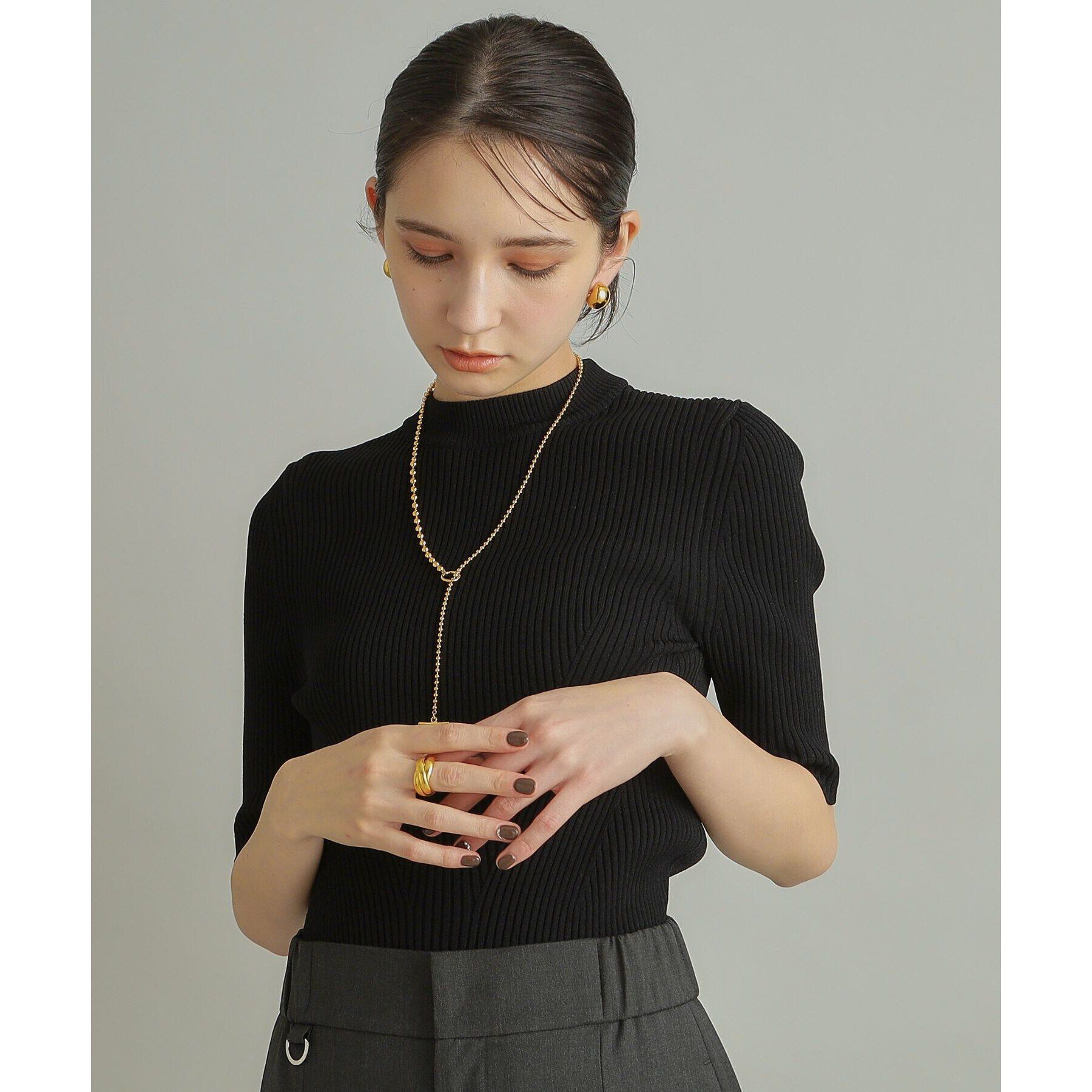 COCOSHNIK ONKITSCH「シルバー ミックスネックレス ボールチェーンマンテル GP」|ネックレス|