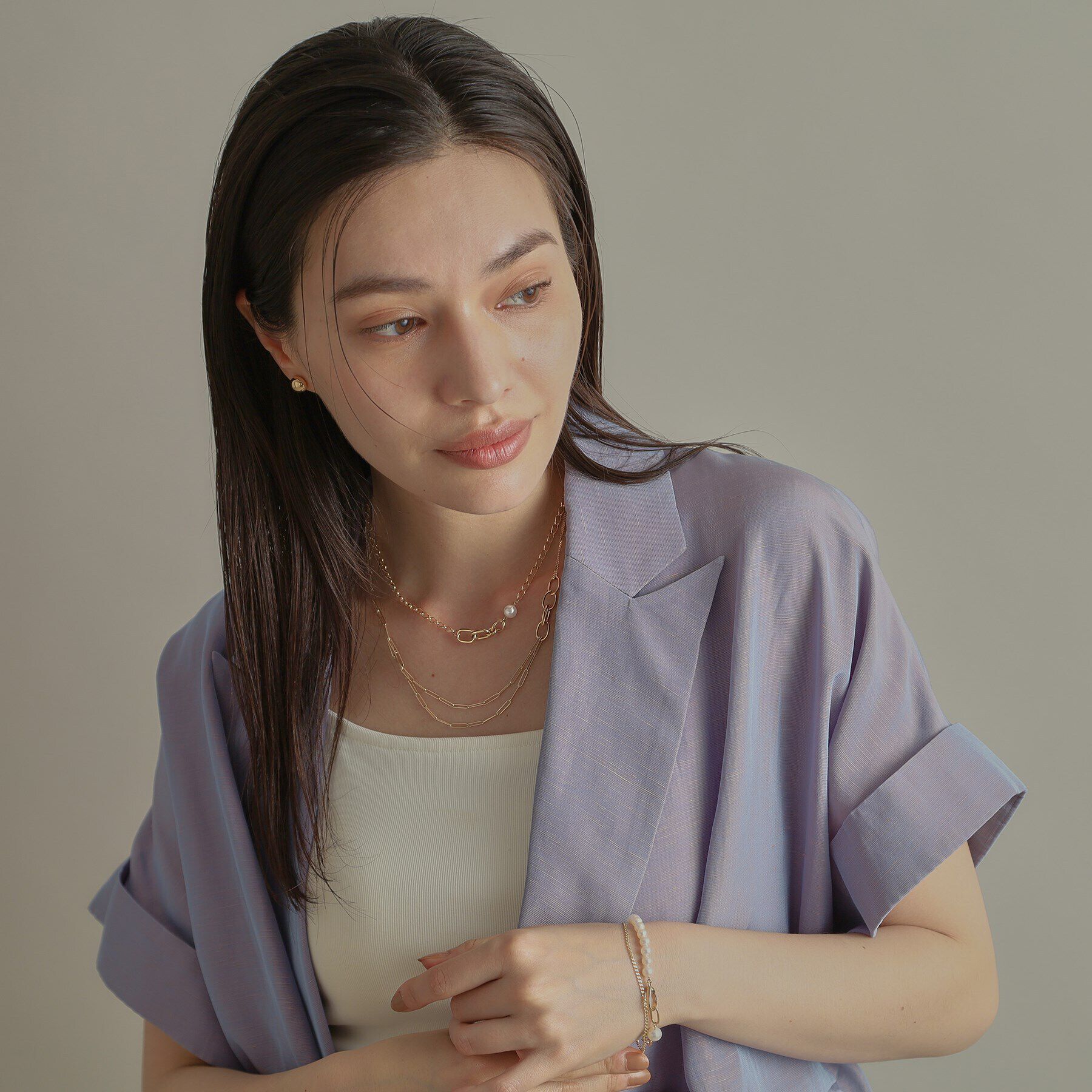 COCOSHNIK「K10PCチェーン&times;キヘイドレープ ネックレス」|ネックレス|