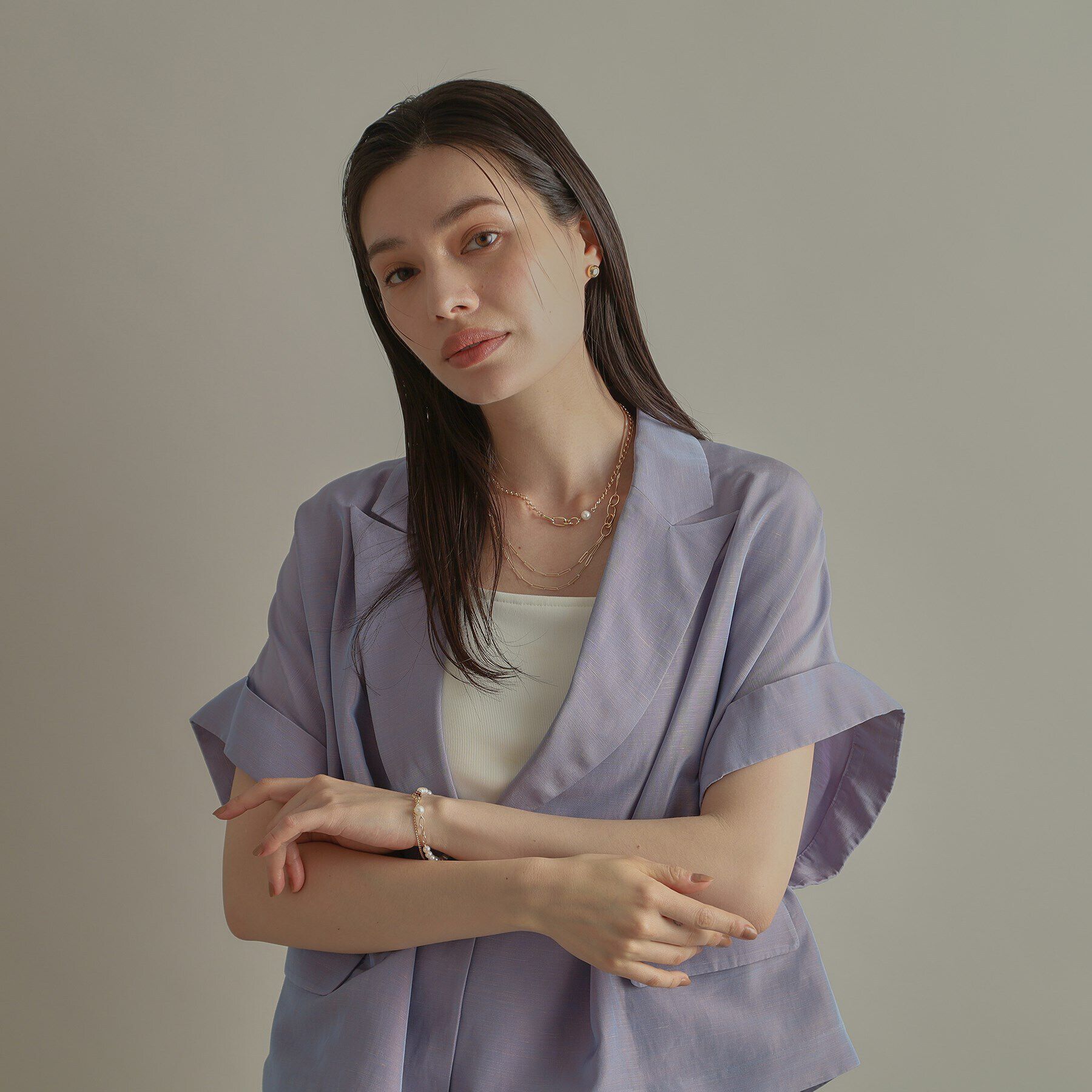 COCOSHNIK「K10PCチェーン&times;キヘイドレープ ネックレス」|ネックレス|