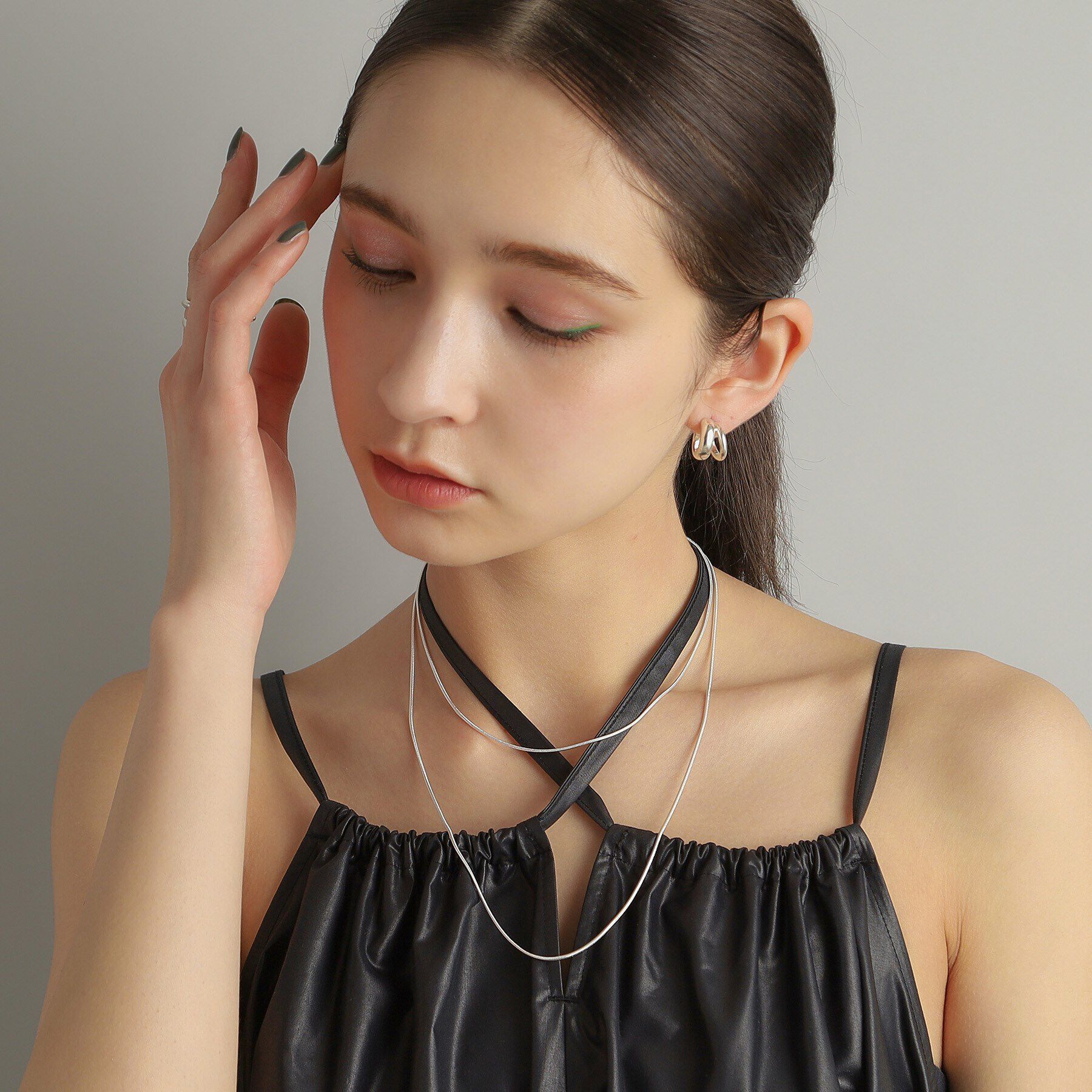 COCOSHNIK ONKITSCH「シルバー デザインチェーン スネークネックレス（90cm）」|ネックレス|