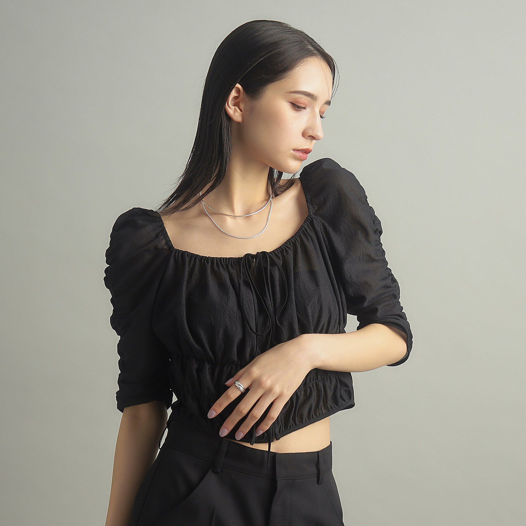 COCOSHNIK ONKITSCH「シルバー ホロウフレキシブルチェーンチョーカー オーバルリンク」|ネックレス|