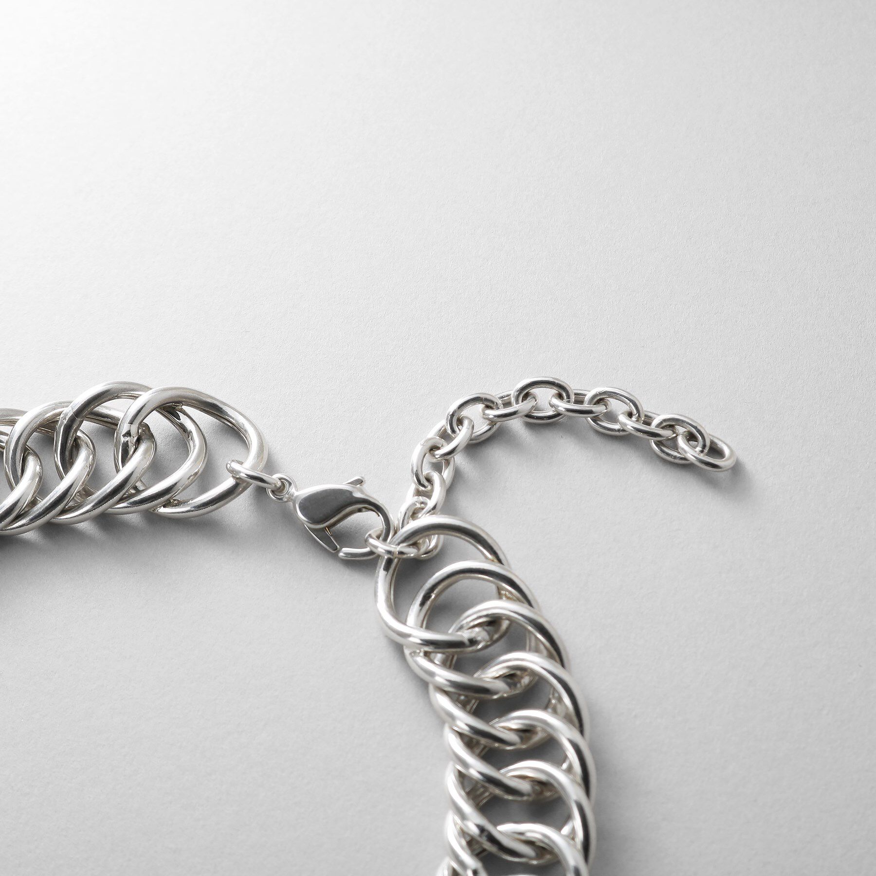 COCOSHNIK ONKITSCH「シルバー デザインチェーン ホロウダブルカーブネックレス」|ネックレス|